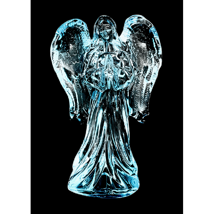 Blue Crystal Glass Praying Angel Statue – 10.5 cm