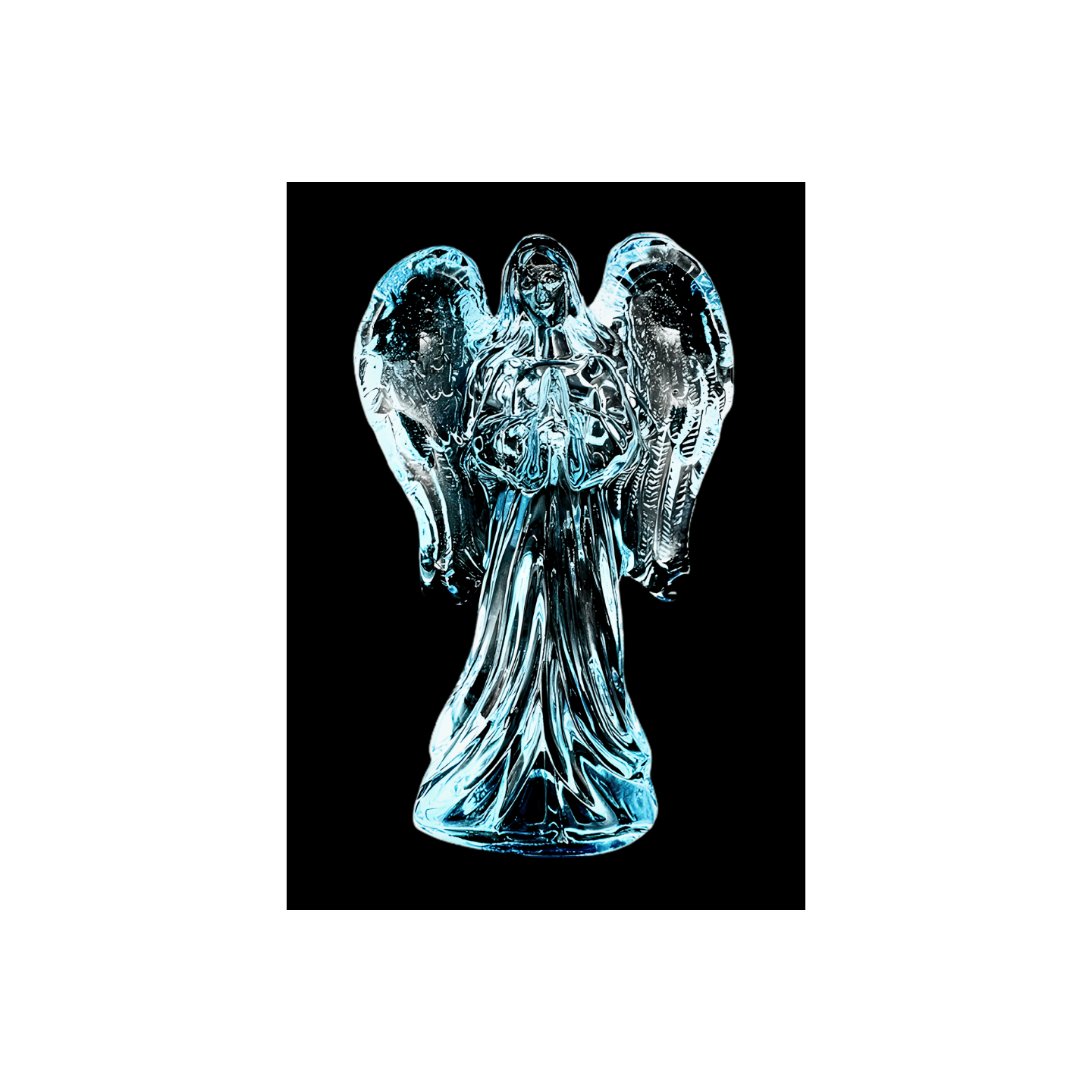 Blue Crystal Glass Praying Angel Statue – 10.5 cm