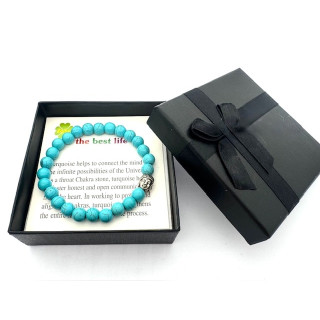 8mm Buddha Turquoise Gemstone Bracelet – Gift Box Included