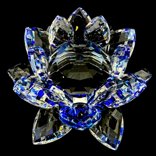 Crystal Lotus Flower Ornament Blue 10 cm (small)