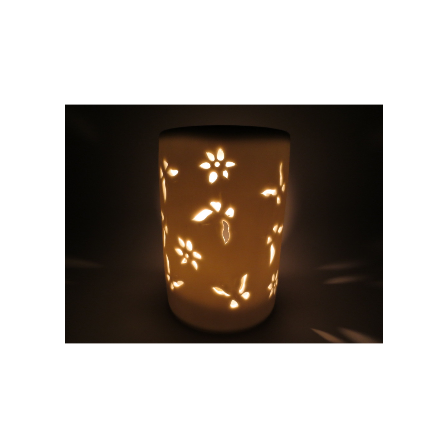 Ceramic Flower & Butterfly Oil Burner White