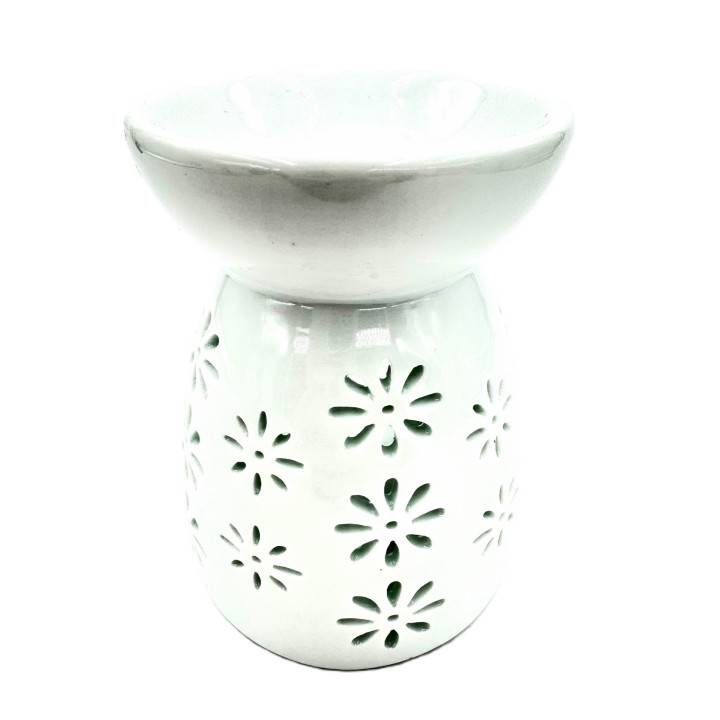 Ceramic Jasmine Flower Oil Burner White