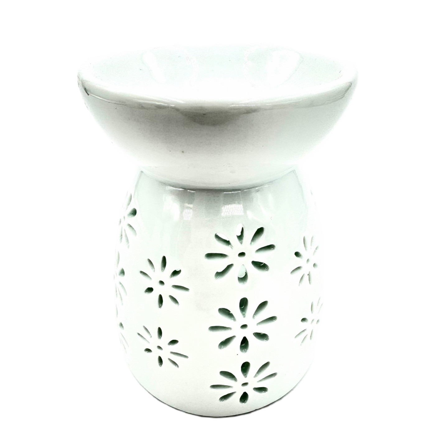 Ceramic Jasmine Flower Oil Burner White
