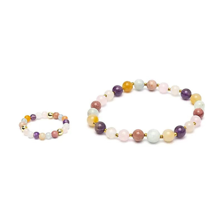 Set bracelet + bague avec perles dorées Pastel | Pieralune