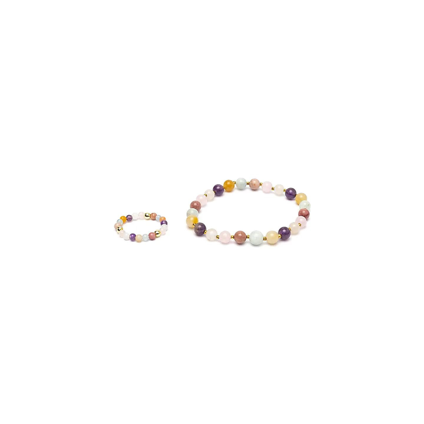 Set bracelet + bague avec perles dorées Pastel | Pieralune