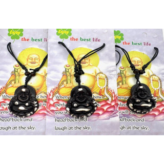 Brown Laughing Buddha Pendant Necklace