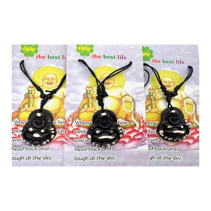 Brown Laughing Buddha Pendant Necklace