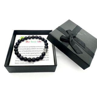 8mm Buddha Blue Sandstone Gemstone Bracelet – Gift Box Included