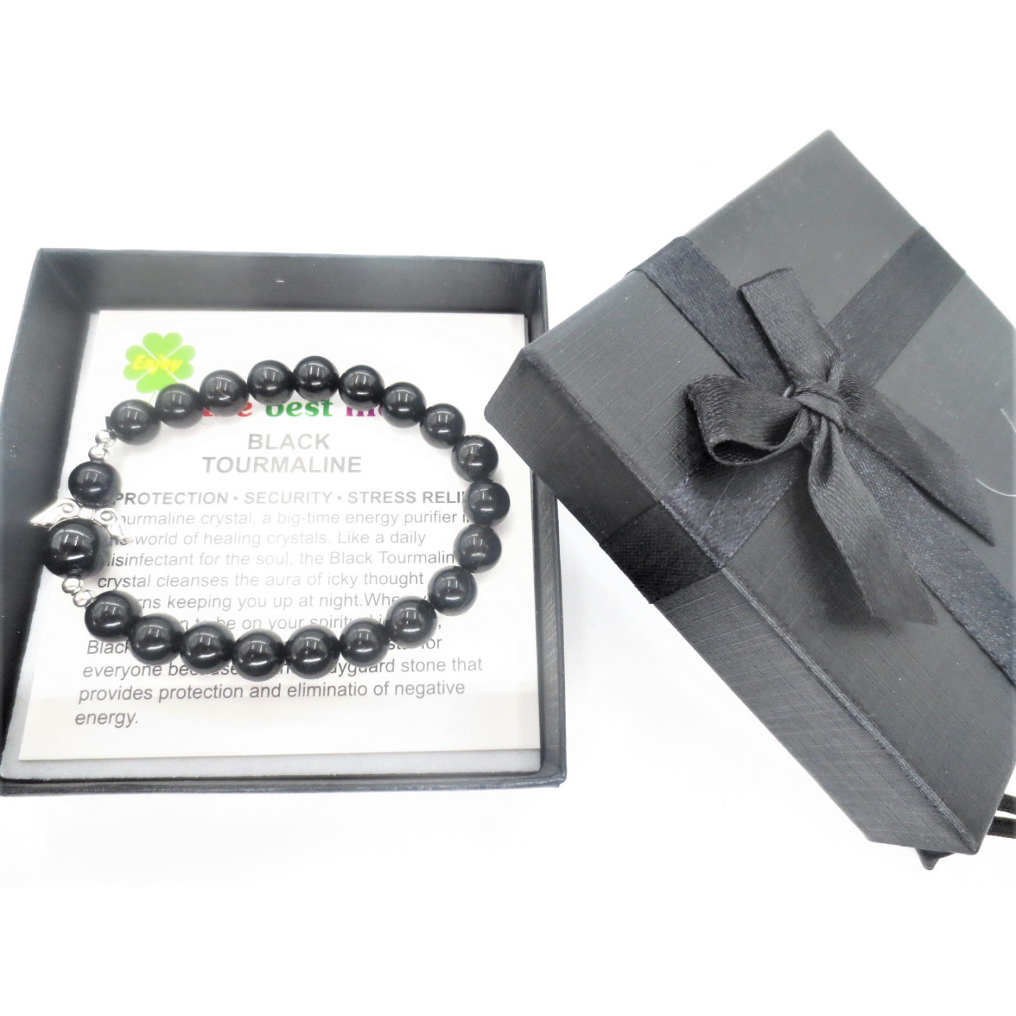 8mm Angel Bracelet with Box - Black Tourmaline