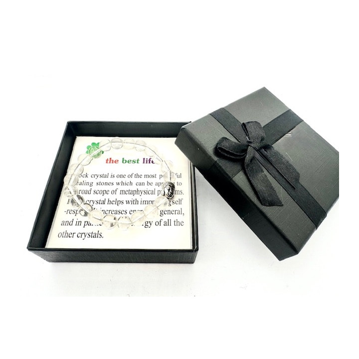 8mm Buddha Rock Crystal Gemstone Bracelet – Gift Box Included