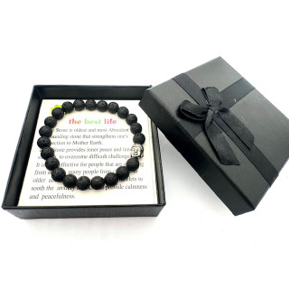 8mm Buddha Lava Stone Gemstone Bracelet – Gift Box Included