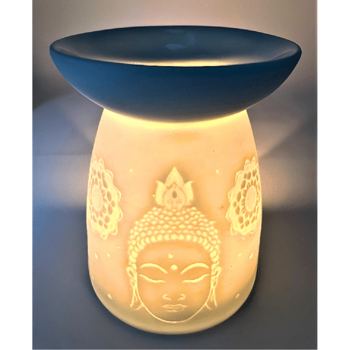 Ceramic Oil Burner White Thai Buddha 13 cm