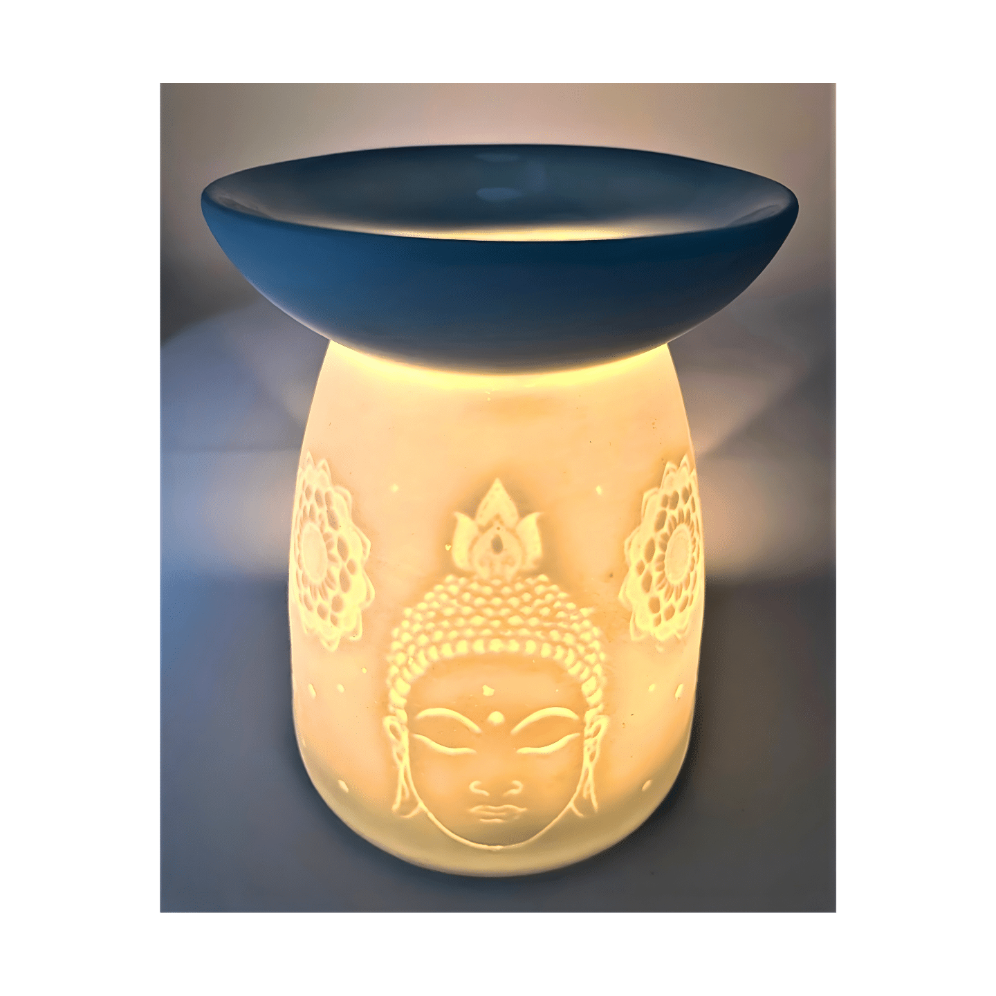 Ceramic Oil Burner White Thai Buddha 13 cm