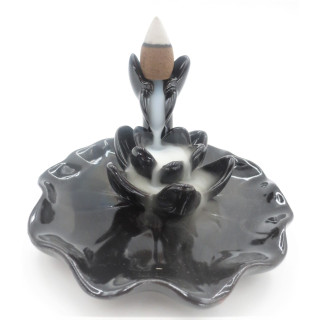 Backflow Incense Burner Lotus on Water Leaf (CY350001)