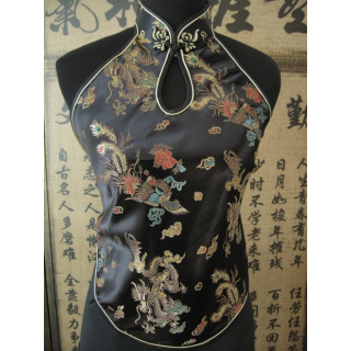 Chinese top with hole and dragon (black)