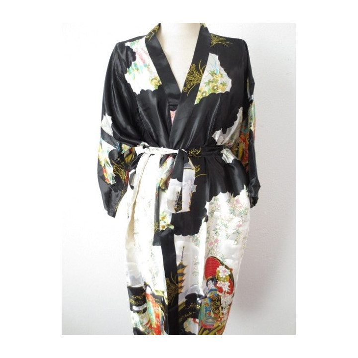 Japanese kimono long black