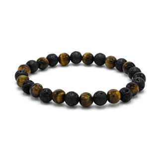 Bracelet pour poignet large en œil de tigre et pierre d... | Pieralune