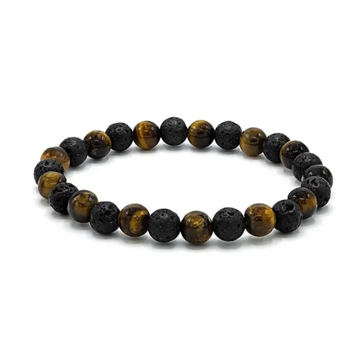 Bracelet pour poignet large en œil de tigre et pierre d... | Pieralune