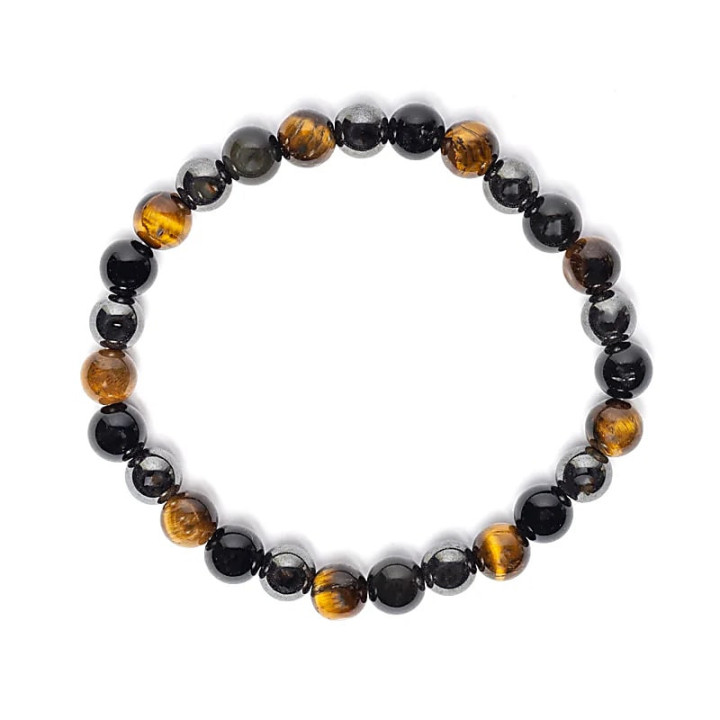 Bracelet pour poignet large en œil de tigre, hématite e... | Pieralune