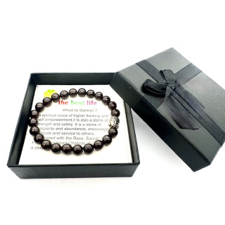 8mm Buddha Garnet Gemstone Bracelet – Gift Box Included
