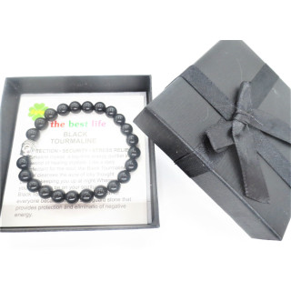 8mm Buddha Black Tourmaline Gemstone Bracelet – Gift Box Included