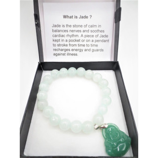 Jade Buddha bracelet small dark green
