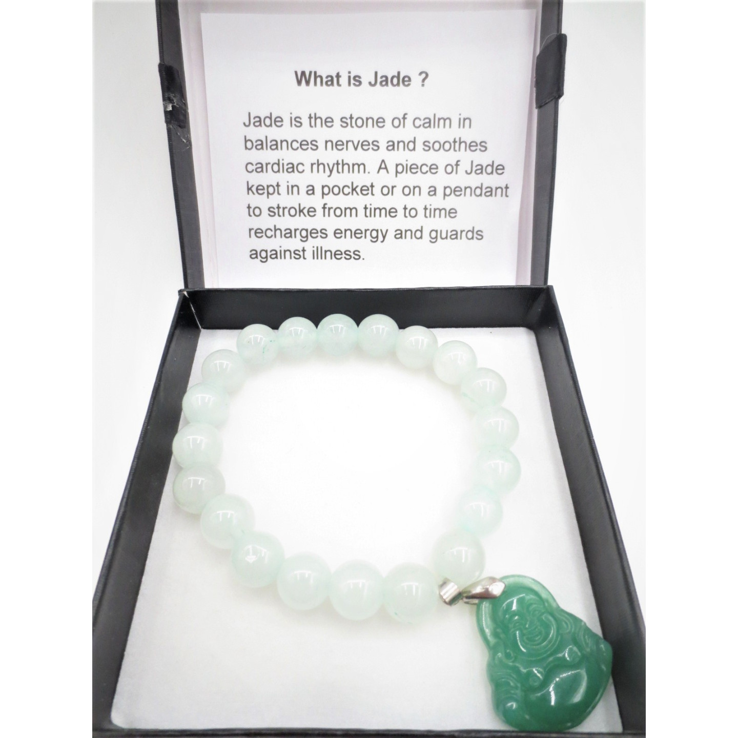 Jade Buddha bracelet small dark green