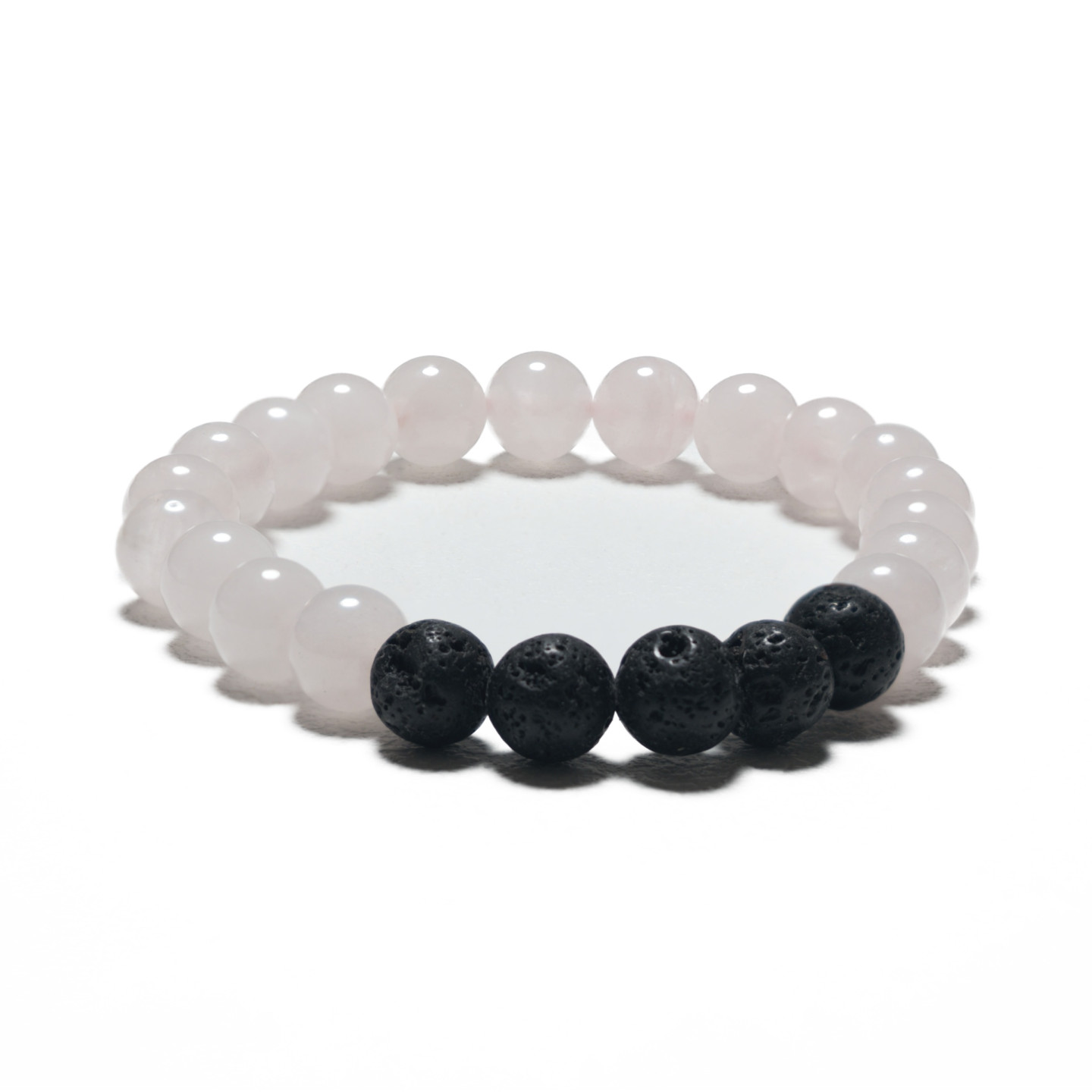 8mm Bracelet without Gift Box - Rose Quartz and Lava Stone