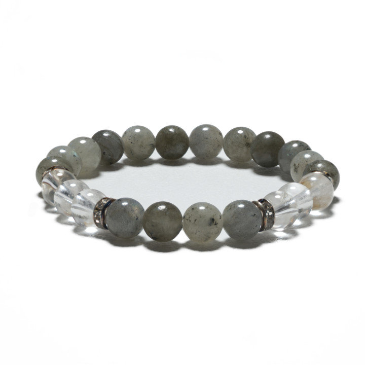 8mm Bracelet without Gift Box - Labradorite and Diamond