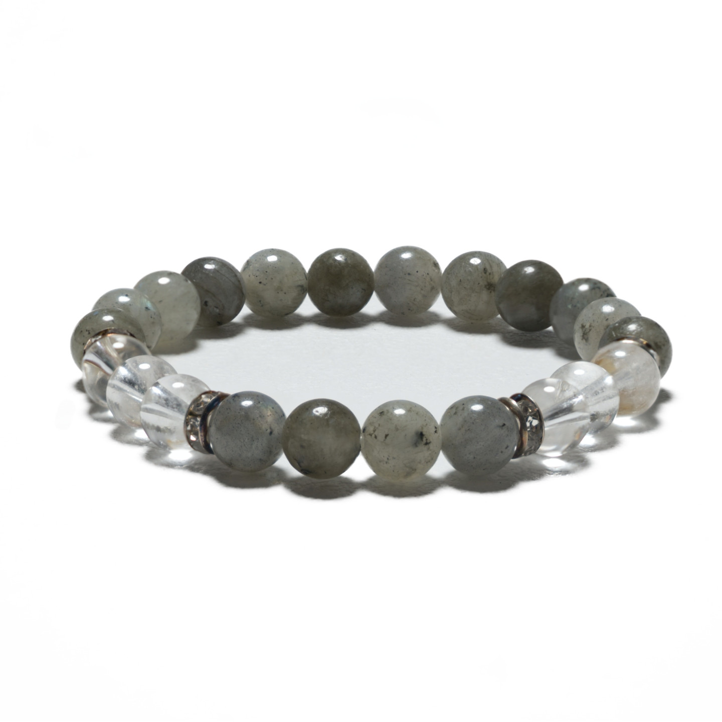 8mm Bracelet without Gift Box - Labradorite and Diamond