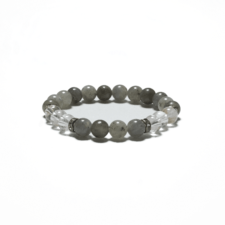 8mm Bracelet with Gift Box - Labradorite and Diamond
