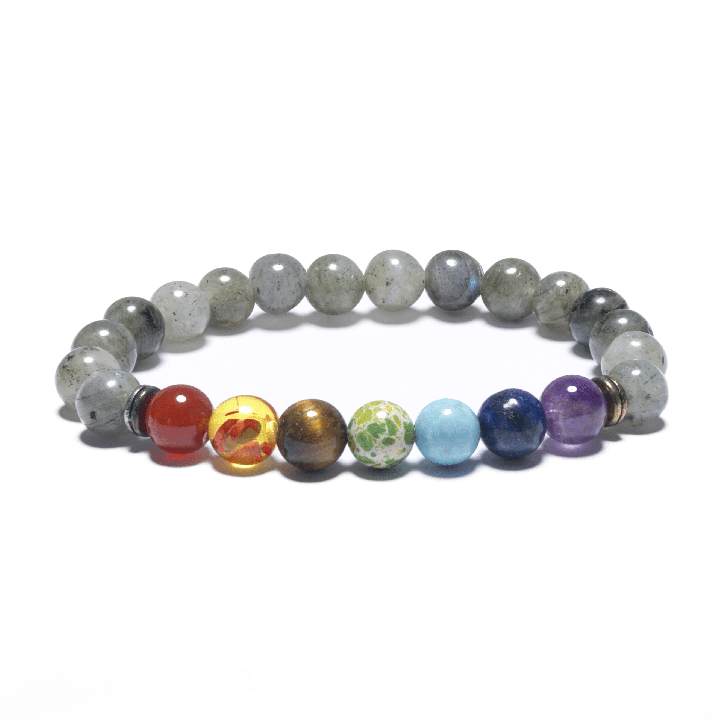 8mm 7 Chakra Bracelet without Box - Labradorite