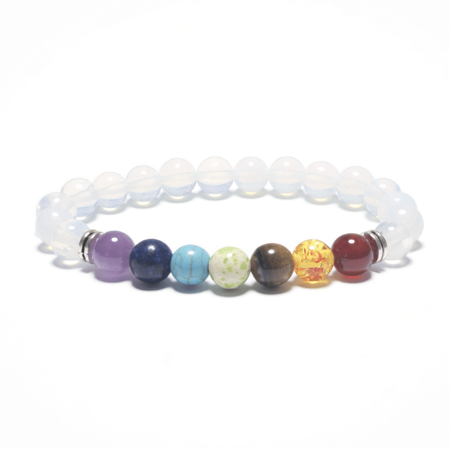8mm 7 Chakra Bracelet without Box - Opal