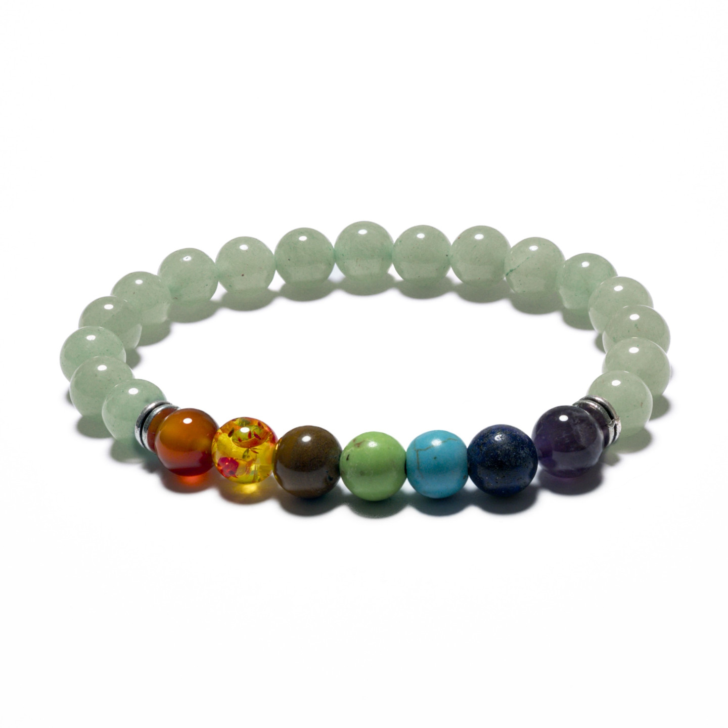 8mm 7 Chakra Bracelet without Box - Aventurine