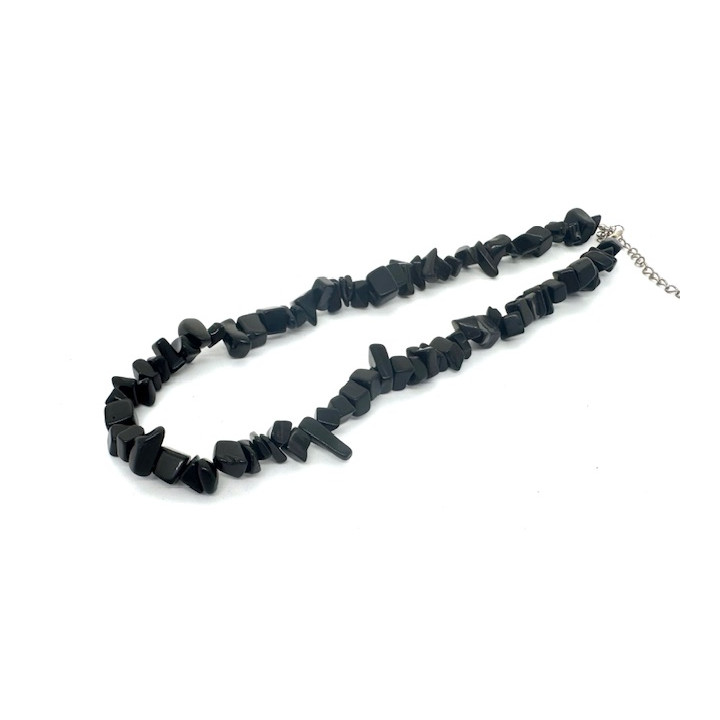 Wholesale 10 mm Single Loop Gemstone Chip Necklace - Black Onyx