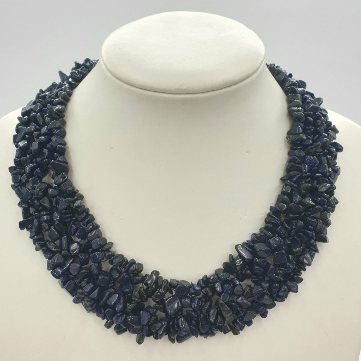 Wholesale Clustered Blue Goldstone Chipstone Necklace