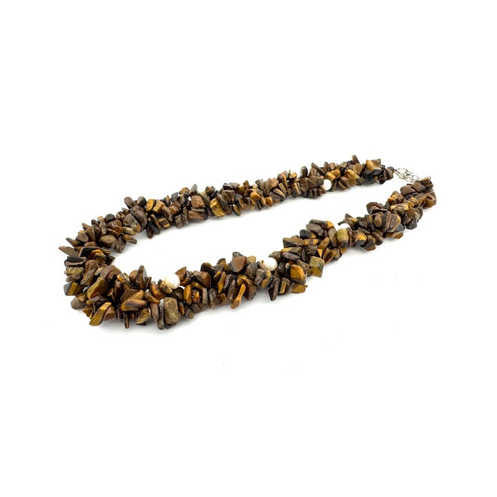 Wholesale Clustered Tiger Eye Chipstone Necklace with Pearls