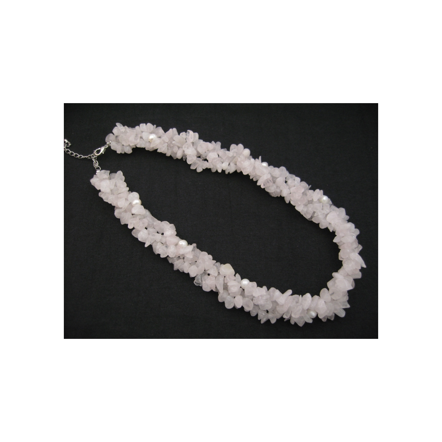Wholesale Clustered Rose Quartz Chipstone Necklace with Pearls