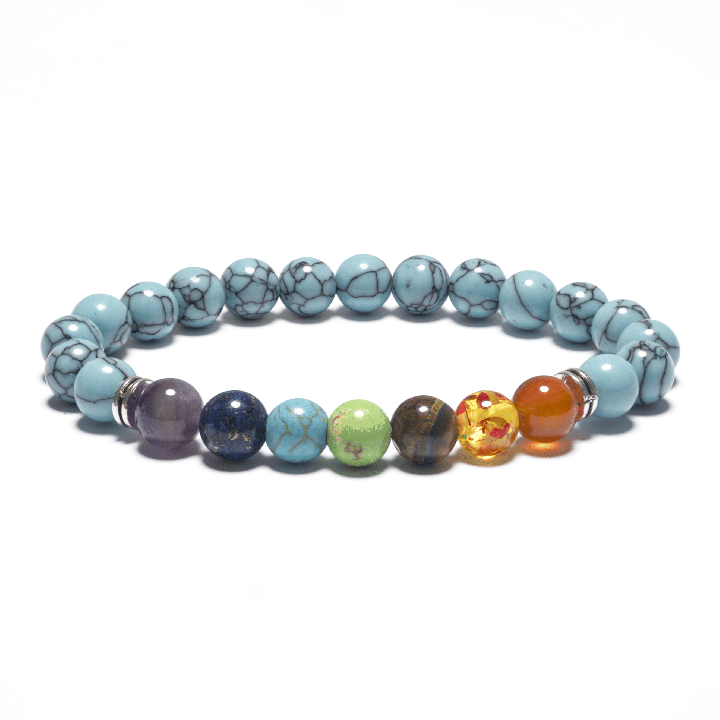 8mm 7 Chakra Bracelet without Box - Turquoise
