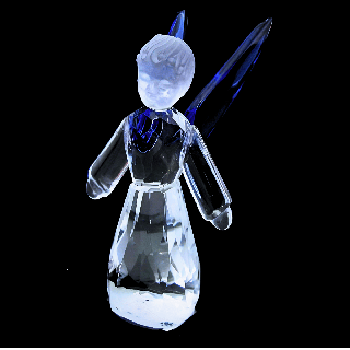 Crystal Glass Standing Angel Statue – Blue (12 cm)
