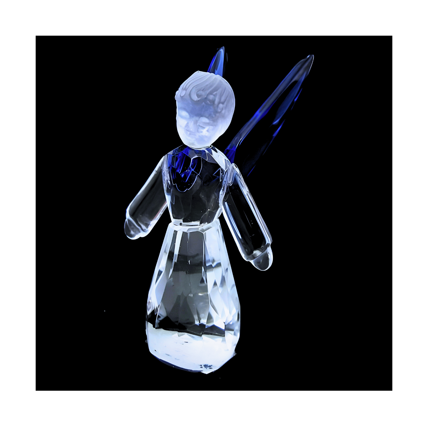 Crystal Glass Standing Angel Statue – Blue (12 cm)