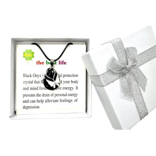 Butterfly Gemstone Pendant Necklace - Onyx