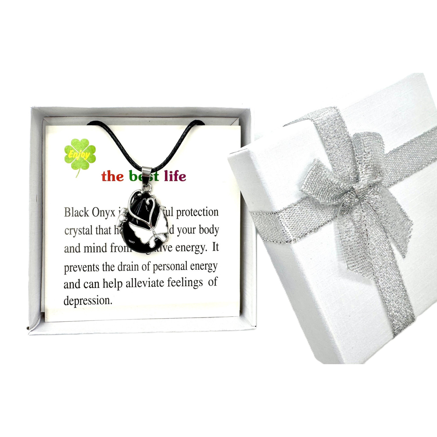 Butterfly Gemstone Pendant Necklace - Onyx