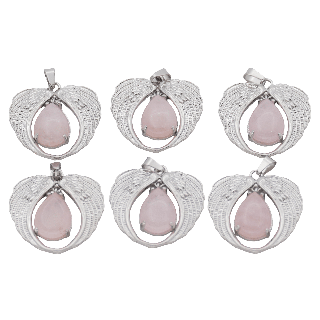 Angel Wing Rose Quartz Pendant (Set of 6 Pieces)