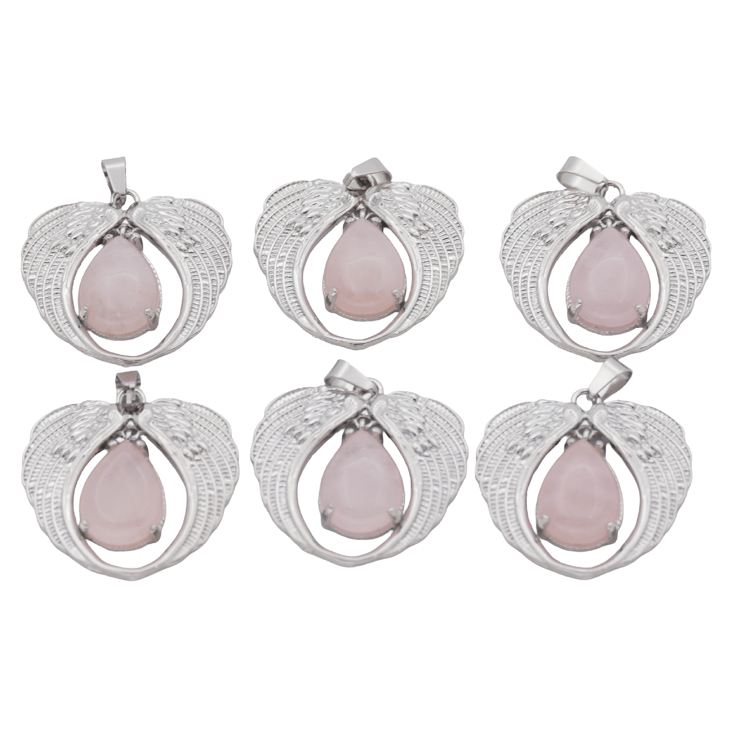 Angel Wing Rose Quartz Pendant (Set of 6 Pieces)