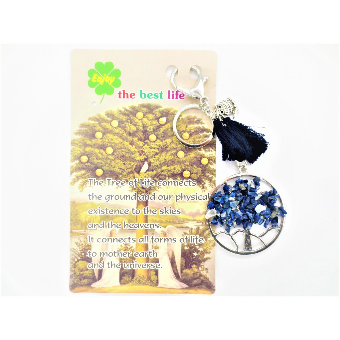 Tree of Life keychain sodalite with owl