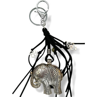 Wholesale Metal Elephant Keychain with Black Tassels