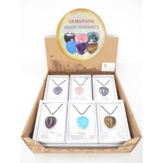Gemstone Heart Pendants Necklace With Diamond Set of 12 pieces