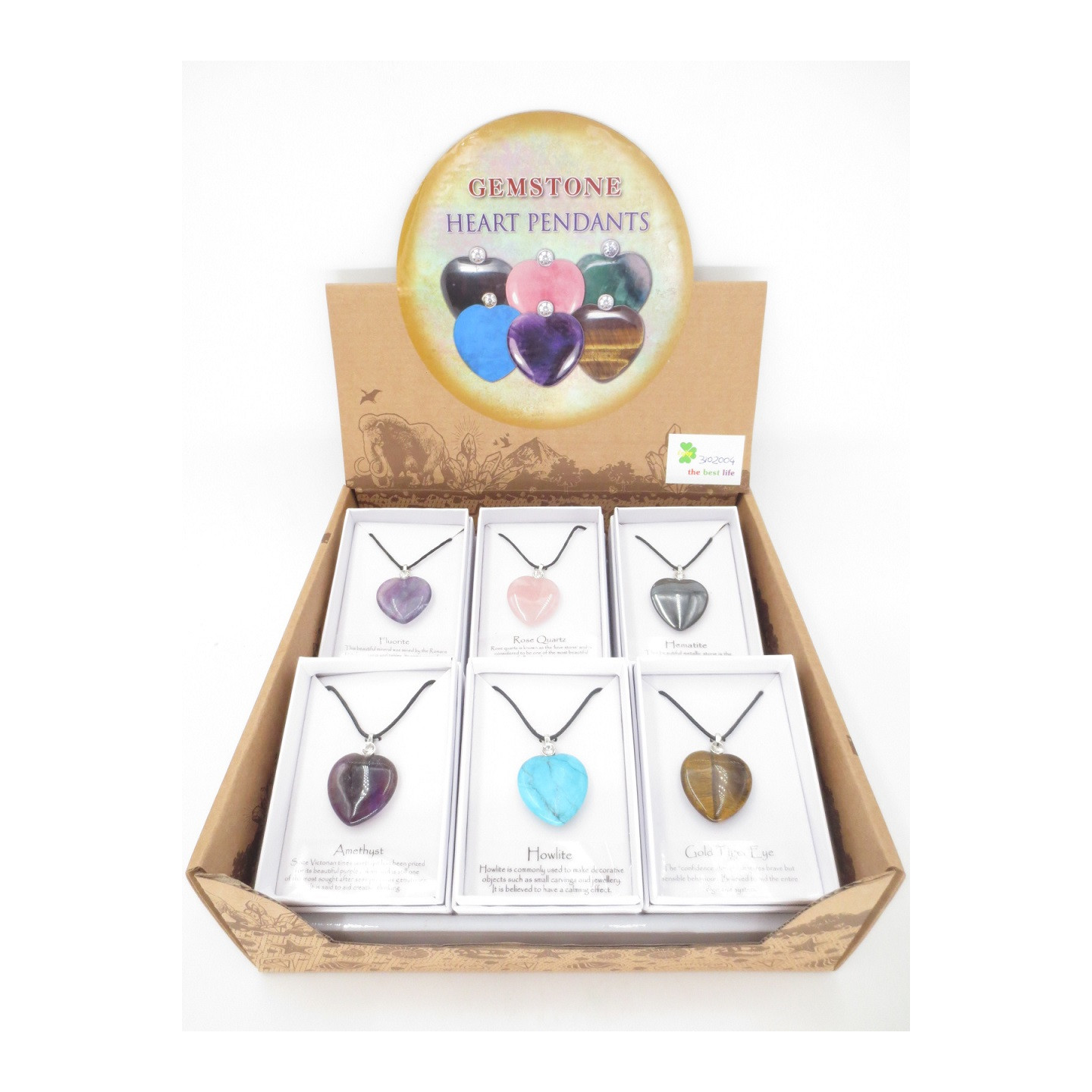 Gemstone Heart Pendants Necklace With Diamond Set of 12 pieces