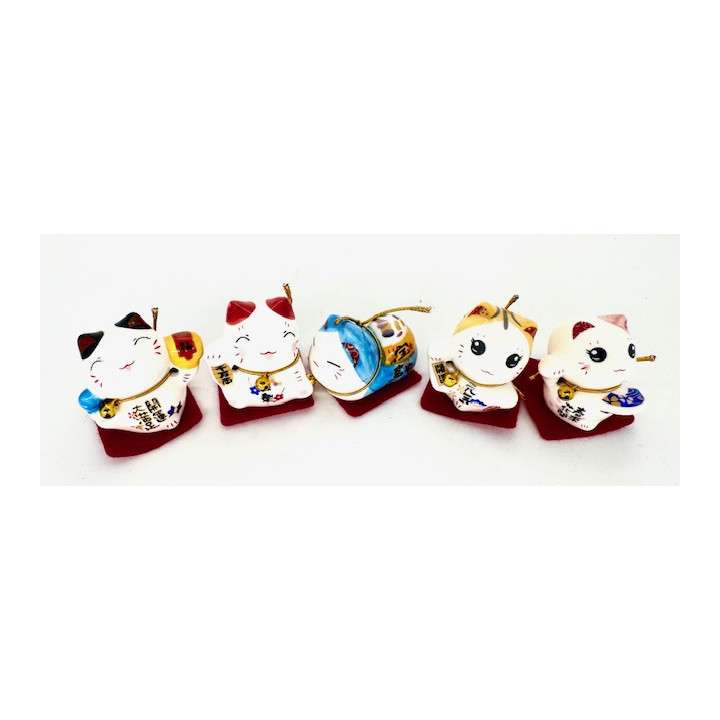 Japanese Lucky Cat Figurines - Set of 5 pieces